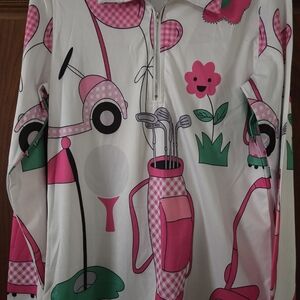 Ladies long sleeve shirt with Fun Golf Print